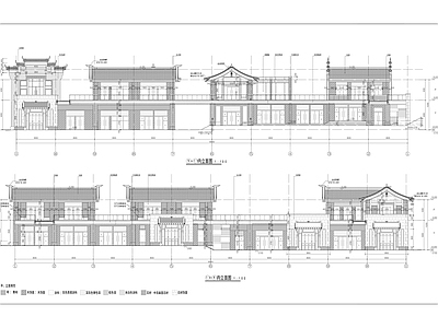 新中式风格商业街建筑 施工图