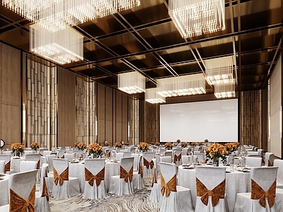 现代酒店宴会厅 宴会中心 轻奢宴会厅 水晶 酒店 宴会厅