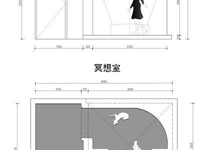 冥想空间平面立面图 施工图