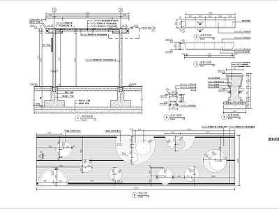 新中式现代风格景观廊架 铝板廊架 施工图