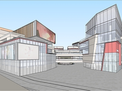 现代山地商场建筑 商业街