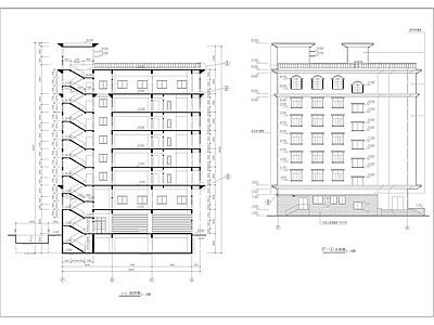 办公商务综合楼建筑设计图 平面图立面图 侧面 施工图