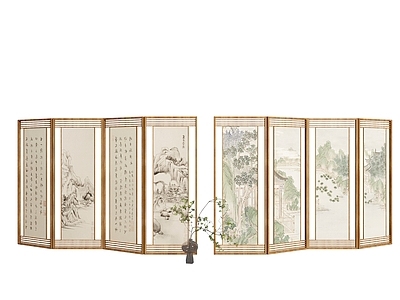 新中式屏风组合 木屏风