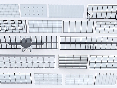 现代玻璃幕墙 玻璃 外墙 构件