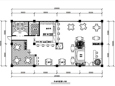 200平米咖啡厅平面图 施工图