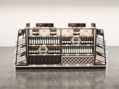 现代超市货架 烟酒柜 酒中岛 红酒 白酒 精品店 文创百货 钢木架