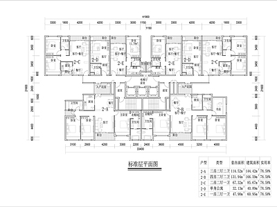 一梯多户高层住宅平面图 施工图 平层