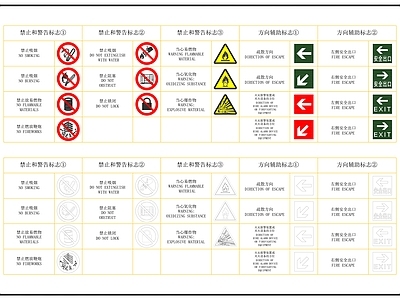 消防安全标志 禁止和警告标志 方向辅助标志 施工图