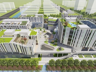 现代社区中心建筑和景观设计