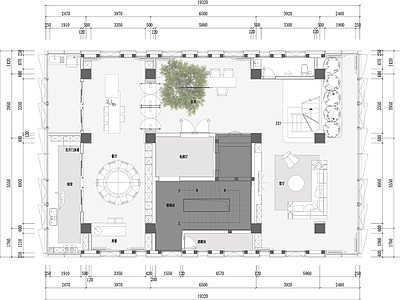 别墅客餐厅平面布置图 施工图