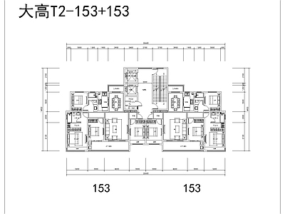 150南北通大面宽一类高层建筑平面 施工图 平层