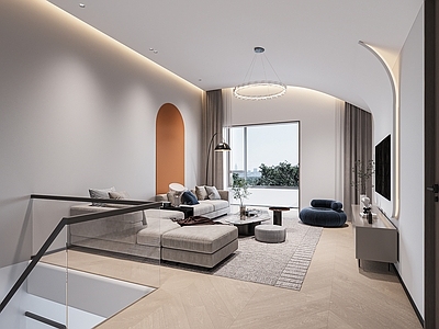 现代loft客厅 复式公寓