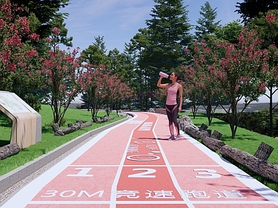 现代绿道体育公园景观 健康游步道 生态骑行道 运动健身 体跑道 马拉松跑道