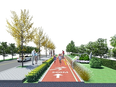 现代绿道景观 城市道路景观 慢行步道 休闲步道 绿道 碧道景观