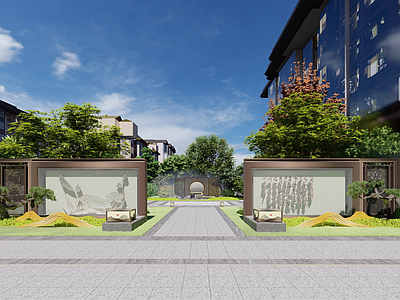 新中式景 施工图 居住区景观