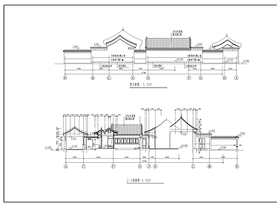 单层四合院住宅建筑平立面图纸 施工图