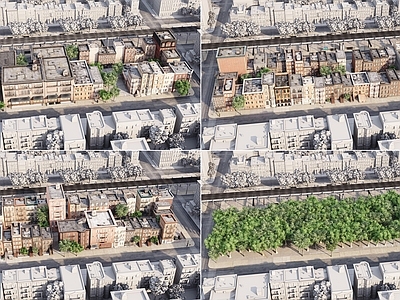其他商业建筑 复古风城市街道 商业街建筑配楼 老旧城市街道 老旧小区配楼建筑