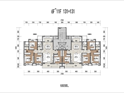 131平T2户型平面 施工图 平层 彩平图