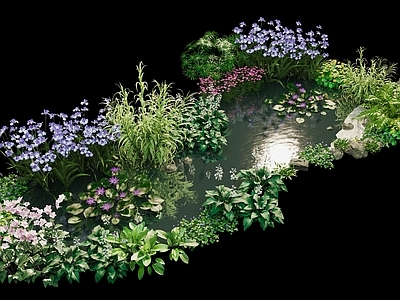 现代花池 池塘造景 水池小景 水生植物 小湖面生态植物