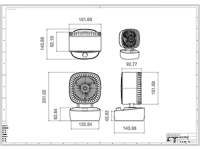 电风扇线稿图设计 施工图
