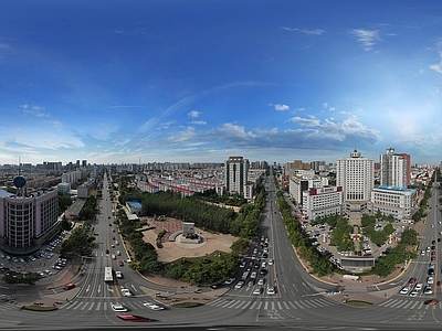 白天城市郊外风景全景HDR