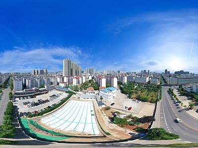 白天城市小区社区全景HDR