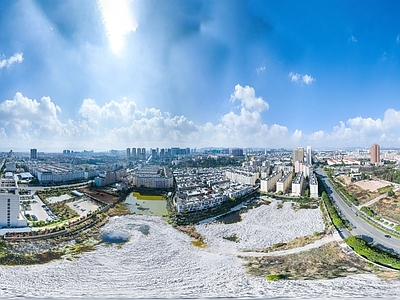 白天城市鸟瞰建筑全景HDR