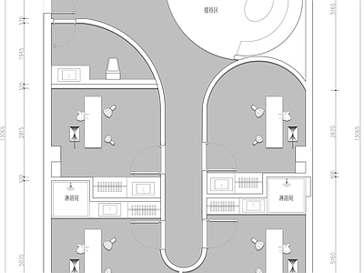 直播间网红培训基地平面图 施工图