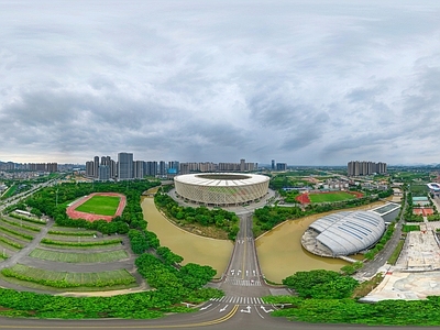 白天城市生态绿化全景HDR