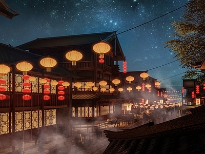 中式古建筑 古建街道 酒楼 客栈