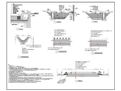下沉绿地植草沟绿色屋顶透水砖 低影响开发设施大样说明 施工图