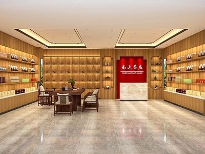 现代茶叶店 茶叶柜 货架 展柜 特产柜