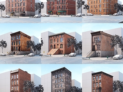 其他商业建筑 老旧复古红砖建筑 红砖复古商业建筑 城市街道商业建筑 低层商业复古建筑
