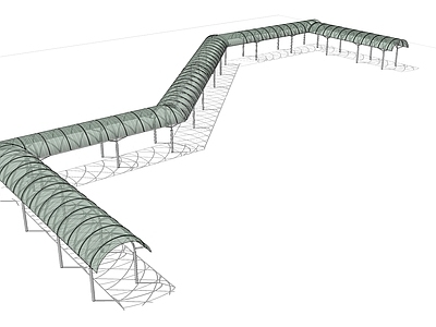 现代钢结构弧形长廊