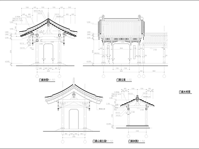 仿古门廊节点详图 施工图 古建