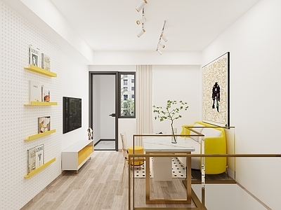 现代loft客厅 卧室 复式公寓