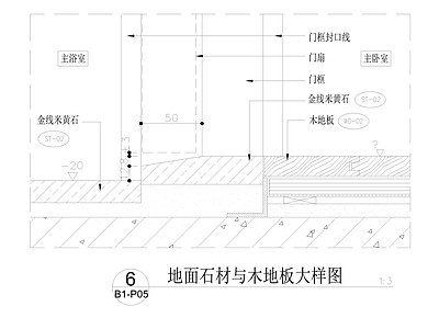 地面石材与木地板大样图 施工图