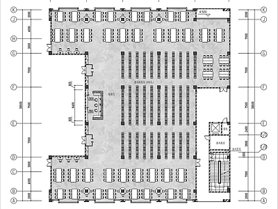 400㎡图书馆阅览室平面布置图 施工图