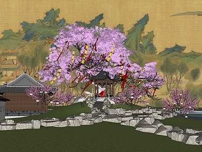 中式网红打卡古风神树景观亭
