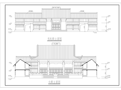 中式韦陀殿古建筑 施工图