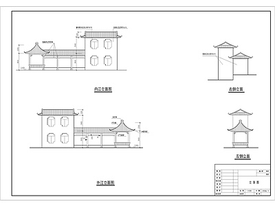 中式双层连廊观景台古建筑小品 施工图