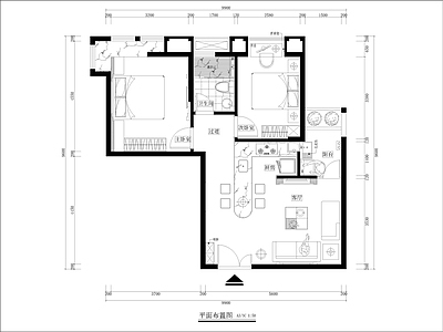 现代家装样板间 施工图 平层