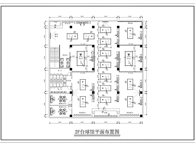 现代台球馆平面布置图 施工图