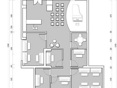 钢琴培训室培训机构平面图 施工图