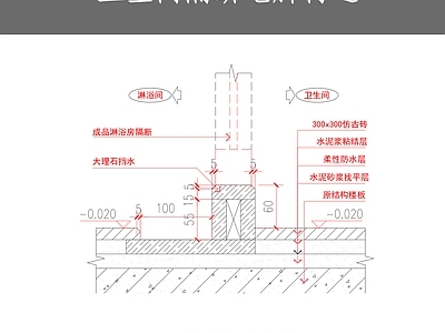 卫生间隔断地脚构造节点 施工图