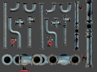 现代老旧工业用水管道 复古做旧进水排水管 工业工厂消防用水管道