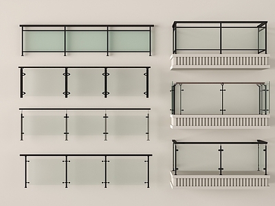 现代玻璃栏杆 围栏 护栏