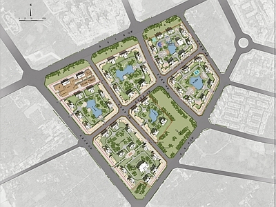 欧式住宅小区总图景观 施工图 居住区景观
