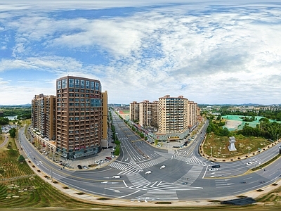 HDR城市小区社区广场全景