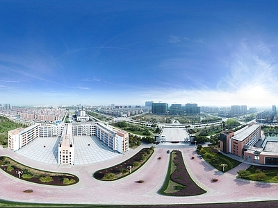 HDR城市小区社区广场全景